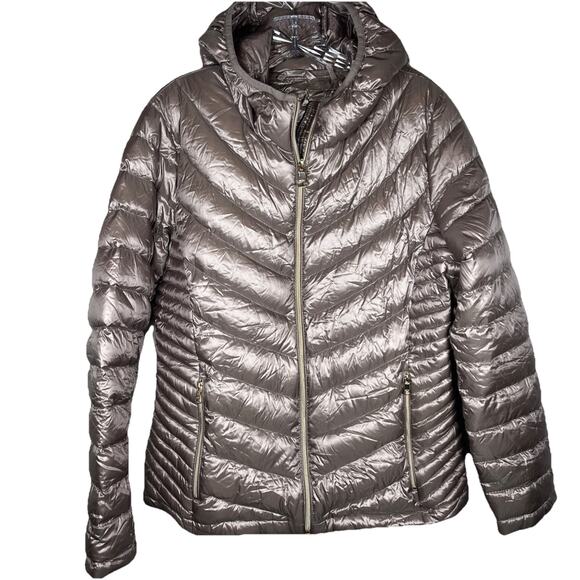 Calvin Klein Premium Down Packable Jacket Coat 7° Women's Large heather - Picture 2 of 8